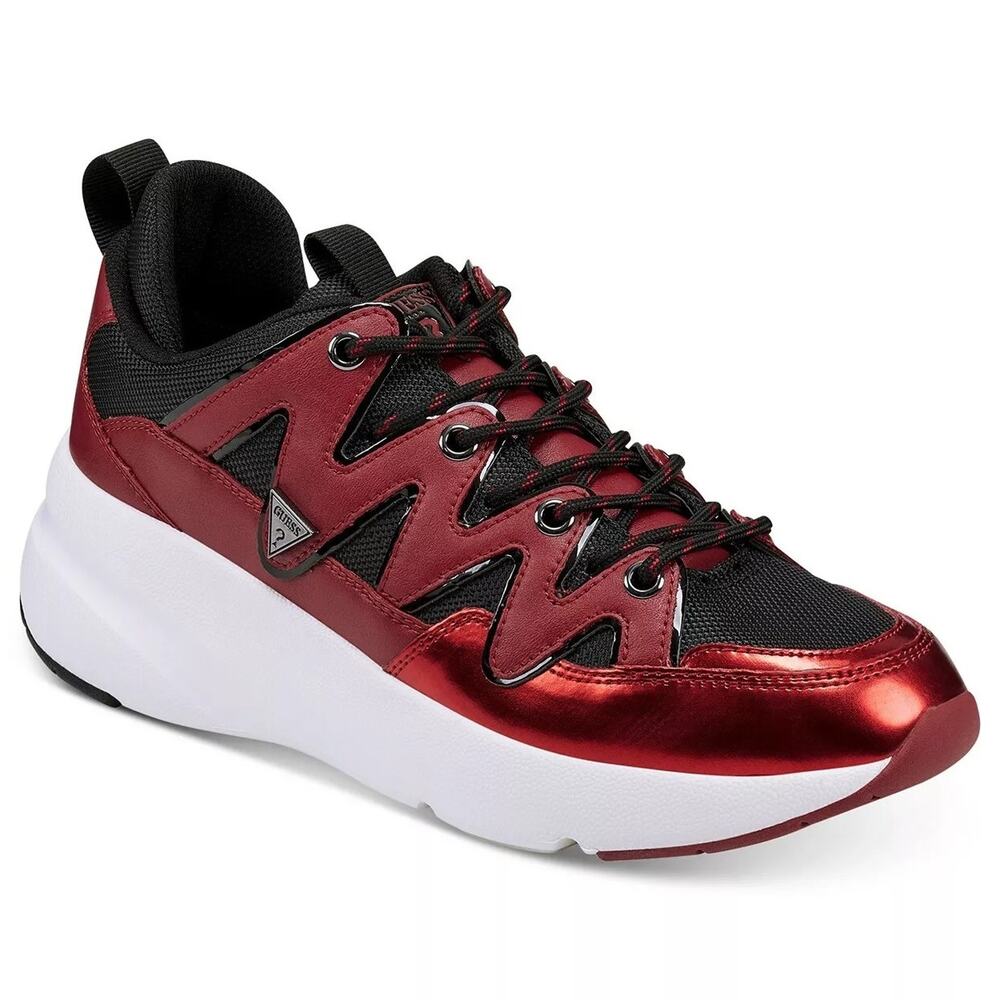 Guess Men Tane Chunky Platform Dad Sneakers Size US 11M Dark Red Faux Leather